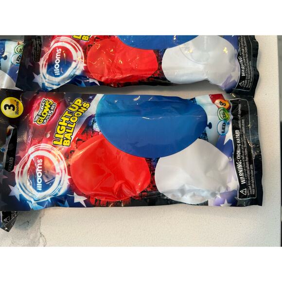 Illooms bundle of 5 packs Patriotic Light Up Balloons 15 Balloons Total - Picture 3 of 5